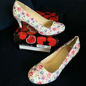 NIB TUK sugar skull heels